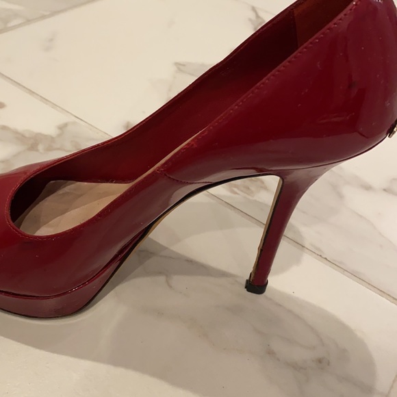 Dior burgundy platform pumps with open toe, size 37 - Picture 7 of 11